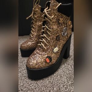 Cape Robbin Glitter Embellished Platform Boots